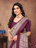 Purple Khadi Saree With Blouse Piece