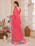 Pink Georgette Saree With Blouse Piece