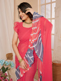 Pink Georgette Saree With Blouse Piece