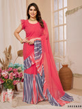 Pink Georgette Saree With Blouse Piece