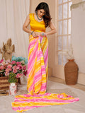 Lemon Yellow Georgette Saree With Blouse Piece