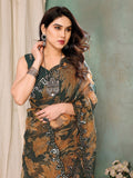 Green Georgette Saree With Blouse Piece