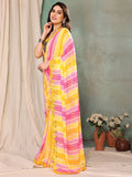 Lemon Georgette Saree With Blouse Piece