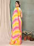 Lemon Georgette Saree With Blouse Piece