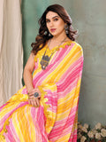 Lemon Georgette Saree With Blouse Piece