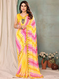 Lemon Georgette Saree With Blouse Piece