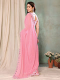 Pink Georgette Saree With Blouse Piece