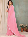 Pink Georgette Saree With Blouse Piece