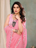 Pink Georgette Saree With Blouse Piece