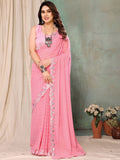 Pink Georgette Saree With Blouse Piece