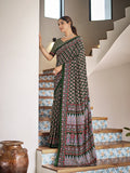 Multi Colour Mulmul Cottons Saree With Blouse Piece