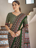 Multi Colour Mulmul Cottons Saree With Blouse Piece