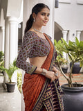 Orange Mulmul Cottons Saree With Blouse Piece