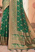 Bottle Green Banarasi Saree