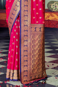 Pink Banarasi Silk Saree With Blouse Piece