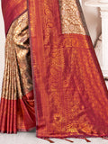 Brown Kanjivaram Silk Saree With Blouse Piece