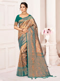 Brown Kanjivaram Silk Saree With Blouse Piece