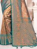 Brown Kanjivaram Silk Saree With Blouse Piece