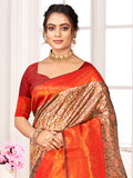 Brown Kanjivaram Silk Saree With Blouse Piece