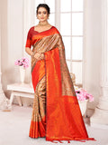 Brown Kanjivaram Silk Saree With Blouse Piece