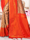 Brown Kanjivaram Silk Saree With Blouse Piece