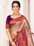 Brown Kanjivaram Silk Saree With Blouse Piece