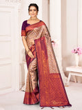 Brown Kanjivaram Silk Saree With Blouse Piece