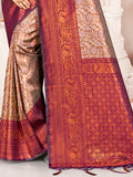 Brown Kanjivaram Silk Saree With Blouse Piece