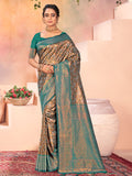 Brown Kanjivaram Silk Saree With Blouse Piece