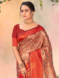 Red Kanjivaram Silk Saree With Blouse Piece