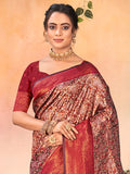 Brown Kanjivaram Silk Saree With Blouse Piece