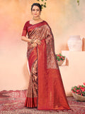 Brown Kanjivaram Silk Saree With Blouse Piece