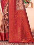 Brown Kanjivaram Silk Saree With Blouse Piece