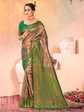 Brown Kanjivaram Silk Saree With Blouse Piece