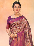 Brown Kanjivaram Silk Saree With Blouse Piece