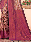 Brown Kanjivaram Silk Saree With Blouse Piece