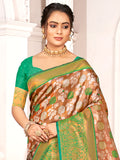 Brown Kanjivaram Silk Saree With Blouse Piece