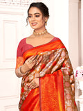 Brown Kanjivaram Silk Saree With Blouse Piece