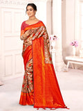 Brown Kanjivaram Silk Saree With Blouse Piece