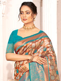 Brown Kanjivaram Silk Saree With Blouse Piece