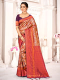 Brown Kanjivaram Silk Saree With Blouse Piece