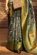 Green Banarasi Silk Saree With Blouse Piece