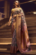 Purple Banarasi Silk Saree With Blouse Piece