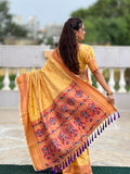 Yellow Paithani Silk Saree With Blouse Piece