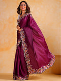 Purple tussar silk Saree With Blouse Piece