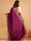 Purple tussar silk Saree With Blouse Piece