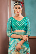 Rama Green Cotton Linen NeoJacquard Digital Elegance Saree