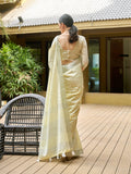 Yellow Pure Linen Saree With Blouse Piece