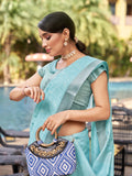 Blue Pure Linen Saree With Blouse Piece