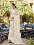 Beige Pure Linen Saree With Blouse Piece